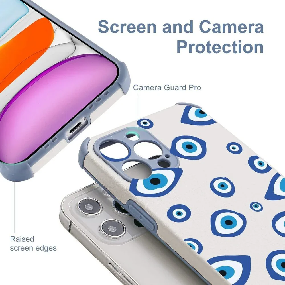 Cute Case for iPhone 13 Pro Max with Screen Protector Evil Eye